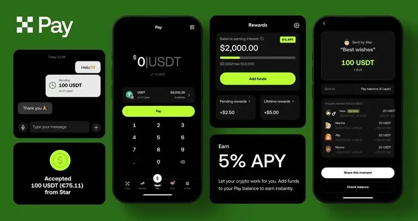 OKX App 頁面顯示 OKX Pay 支付入口