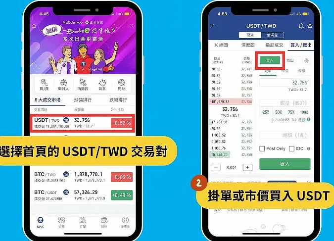 Página de depósito da Binance mostrando o endereço de carteira USDT e botão de cópia