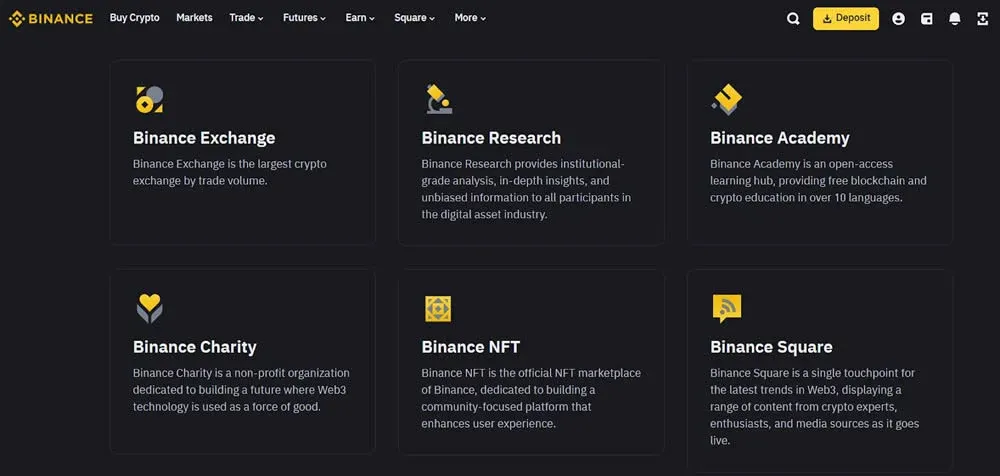 Logotipo de Binance con fondo azul y letras blancas