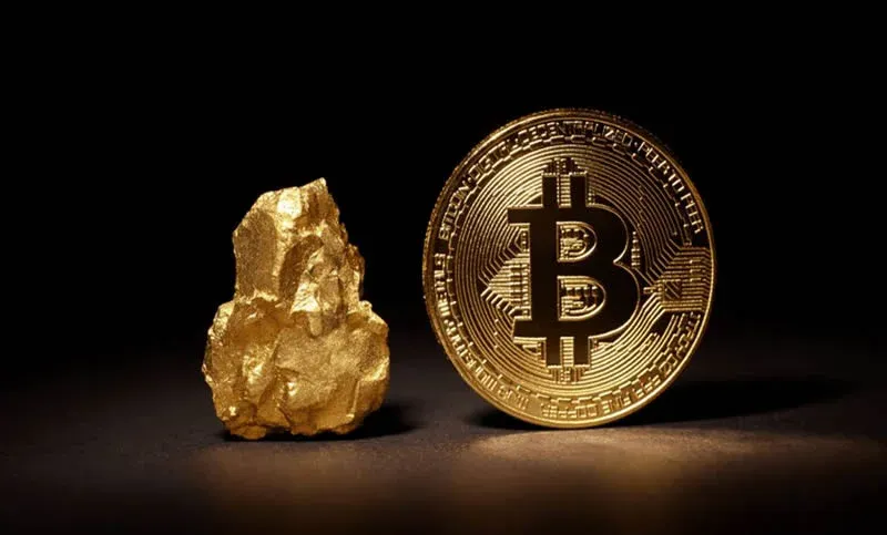 黄金与比特币价格走势对比折线图