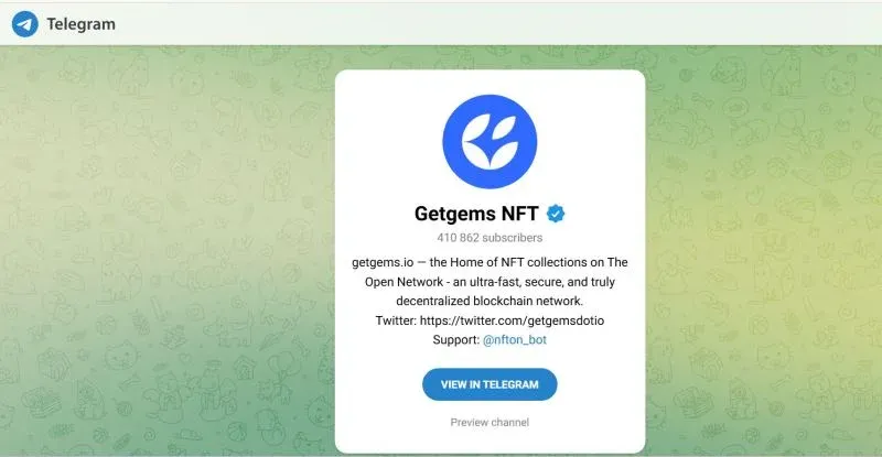 Screenshot of the Getgem.io platform interface