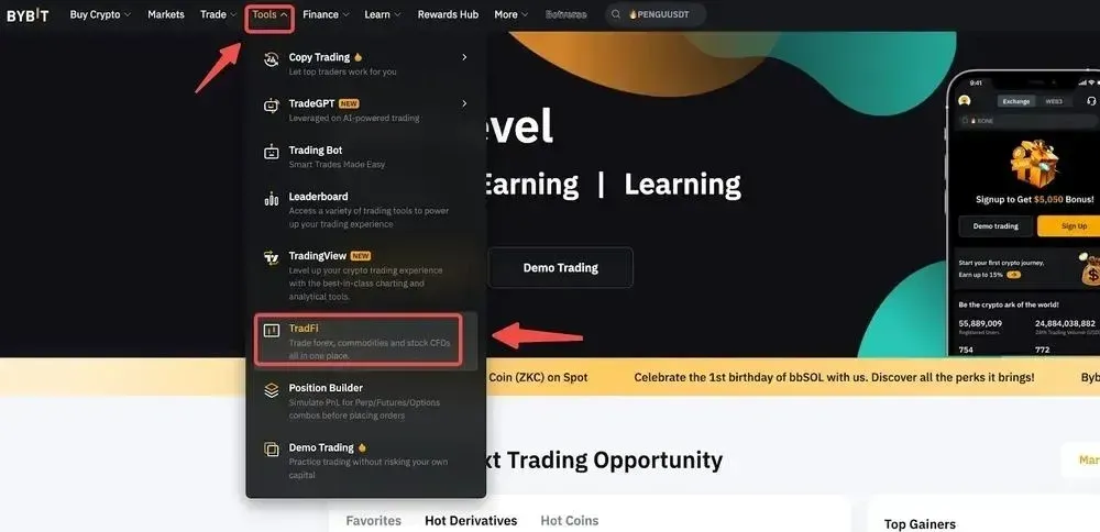 Bybit TradFi trading tutorial