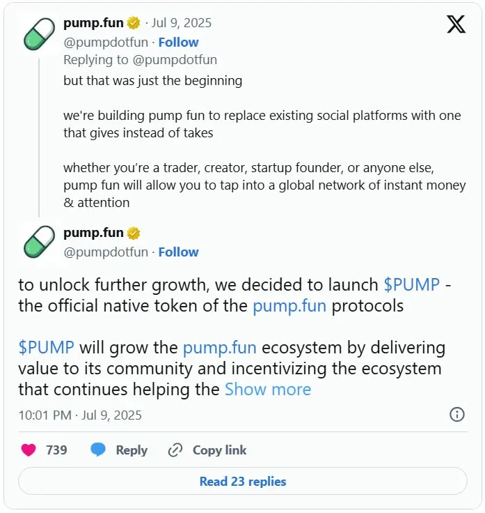Logo del token Pump.fun y esquema de interacción comunitaria
