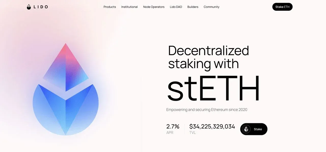 Logo da Lido Finance e diagrama ilustrativo de staking líquido