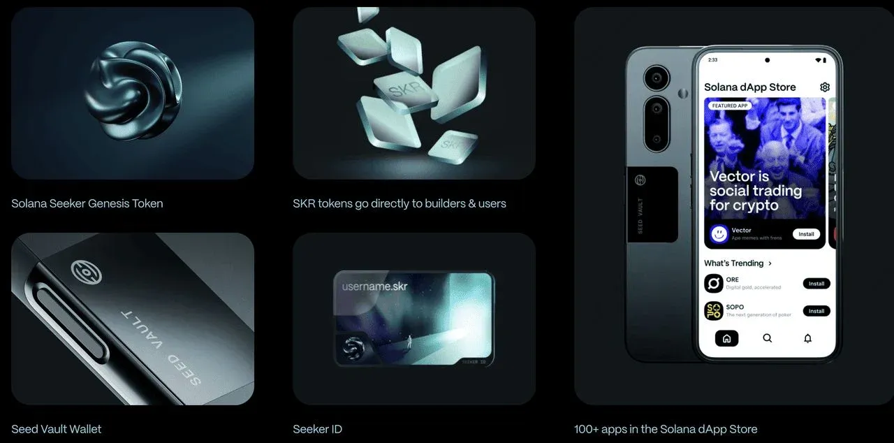 Visión general de las principales funciones del smartphone Solana Seeker