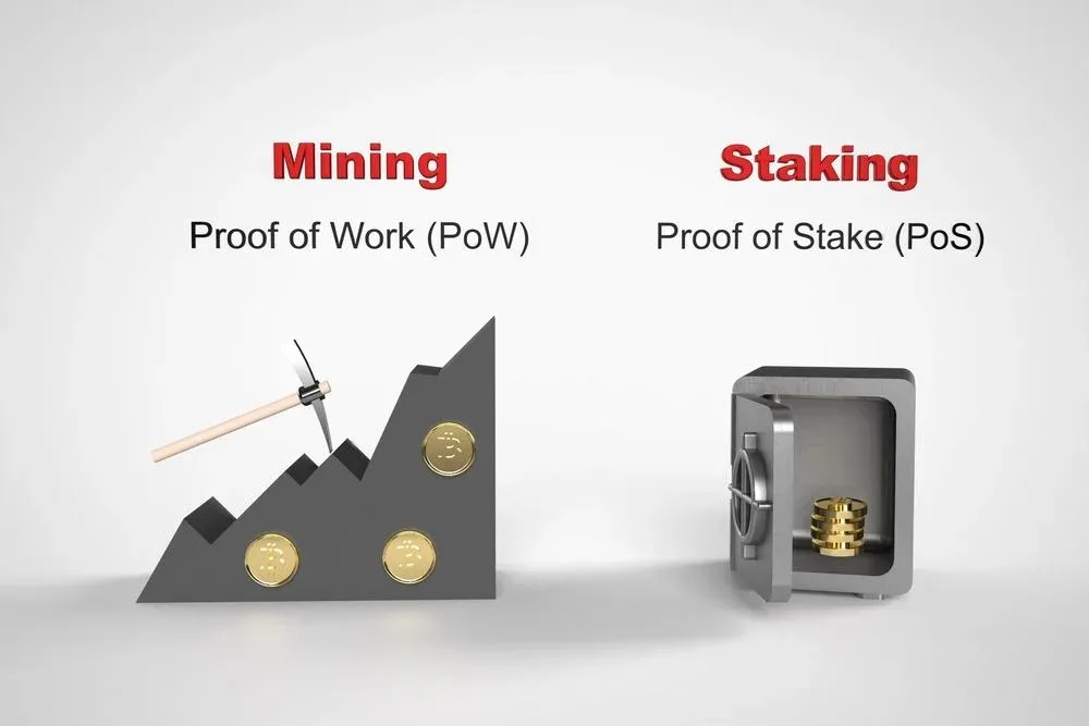 Side‑by‑side display of an ASIC miner and a GPU mining card