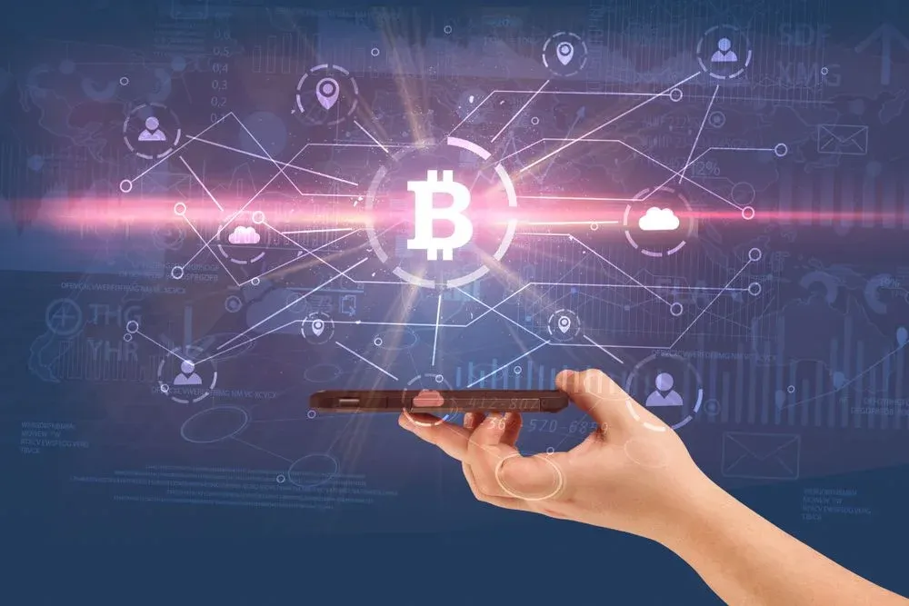 Diagram of the Bitcoin blockchain network and miners validating transactions