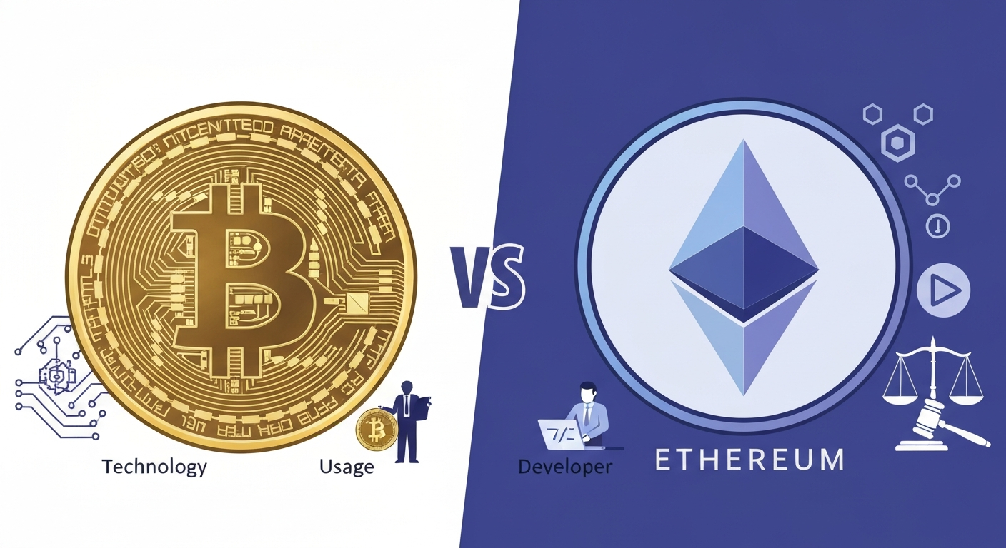 Comparativa visual entre Bitcoin y Ethereum: diferencias clave en tecnología, us