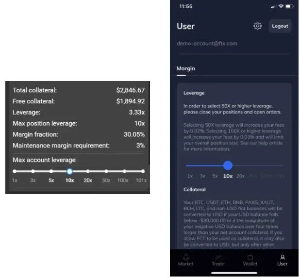 Transaction page showing total margin and available margin values