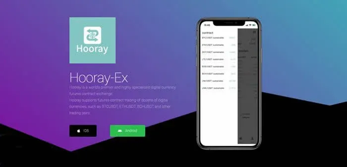 Página inicial da exchange Hooray mostrando pares de negociação e volume de 24h