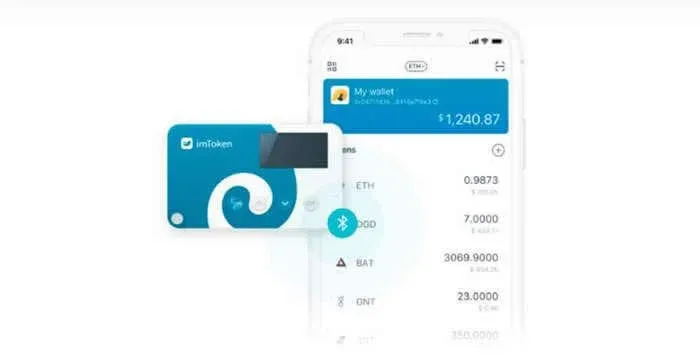 imKey 硬體錢包與 imToken 應用的關聯示意圖