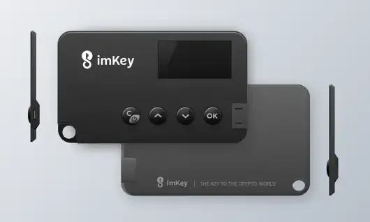 Frente do hardware imKey com ícone Bluetooth