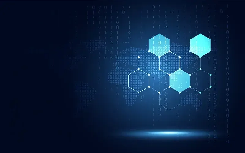 区块链技术图示 包含链式结构和节点网络