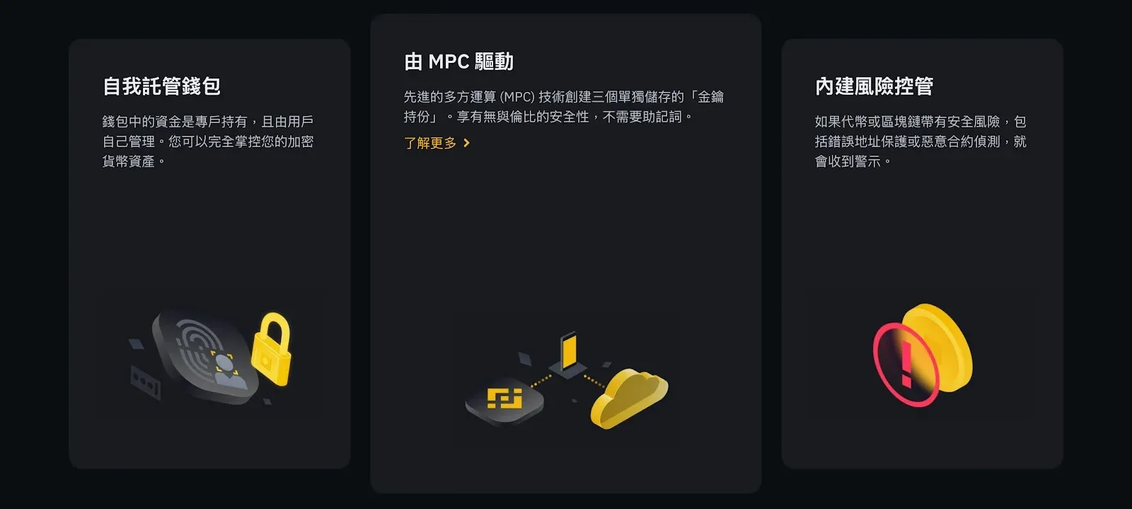 Diagrama de la MPC de la Billetera Web3 de Binance, la clave maestra dividida en tres partes: plataforma, dispositivo y contraseña
