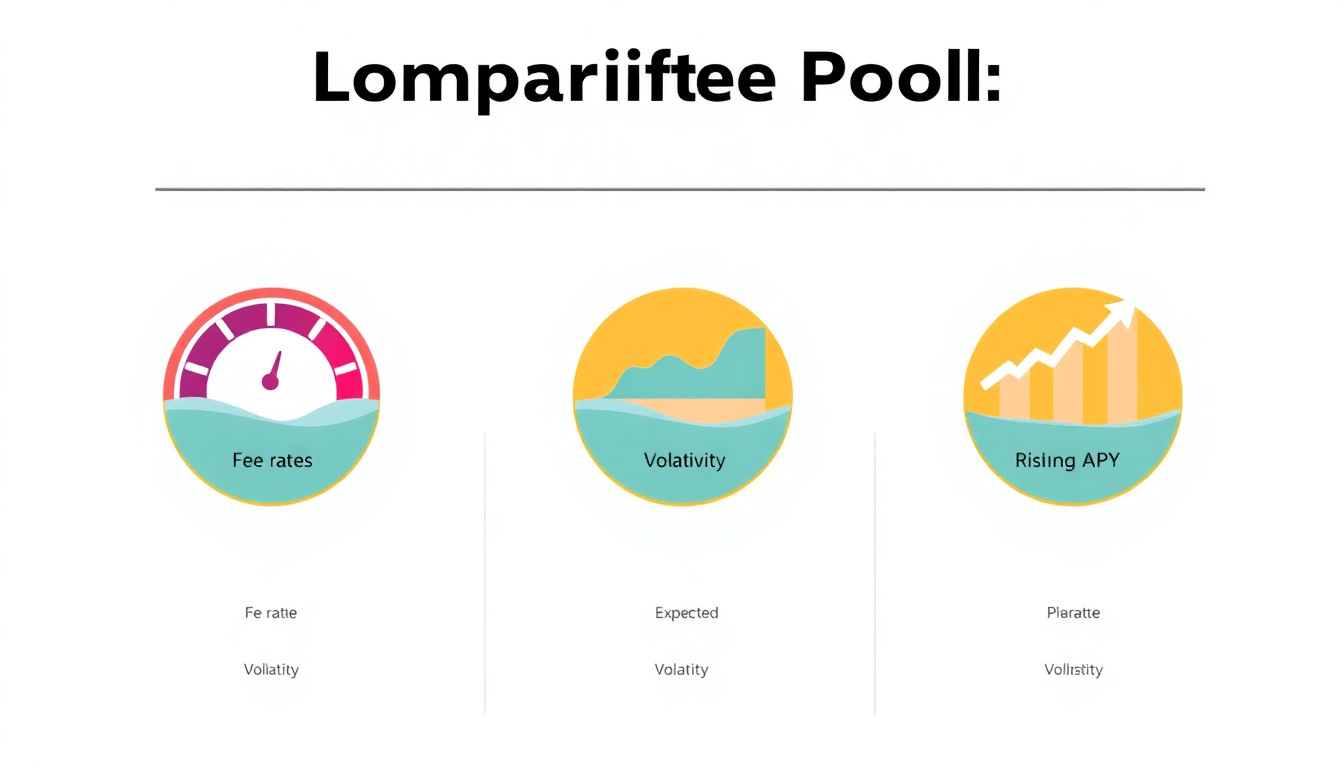 Tabla comparativa de pools de liquidez con indicadores clave como tarifa, volati
