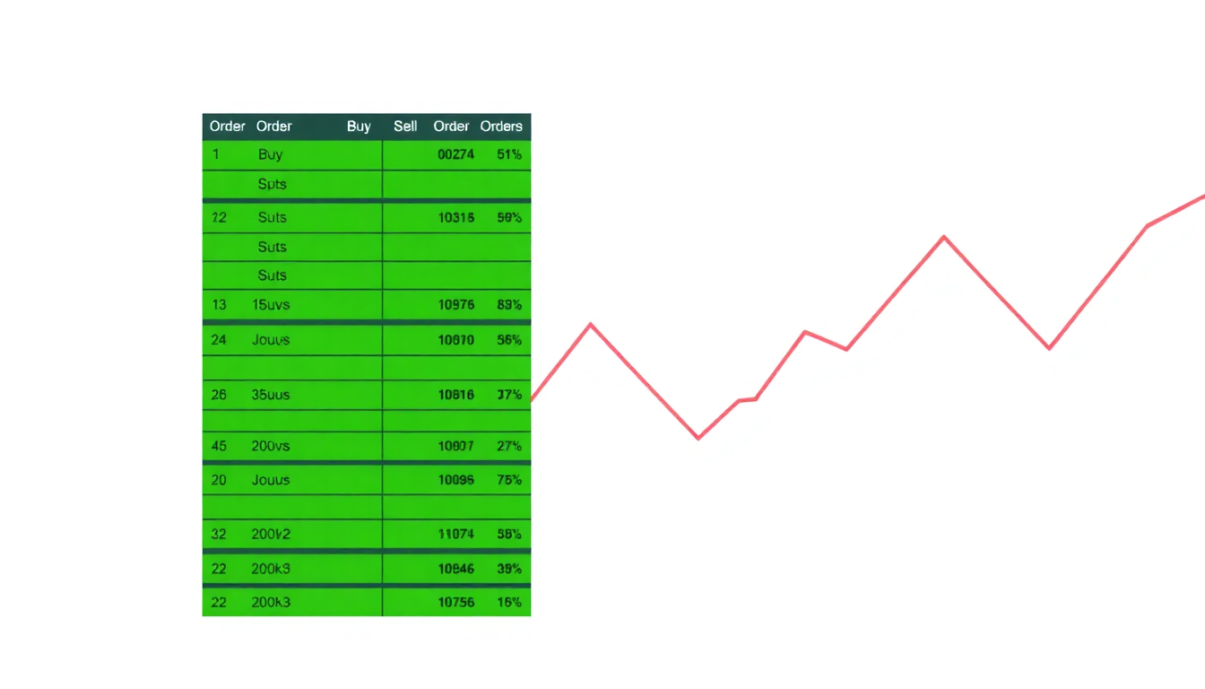 A digital trading interface showing a vertical order book with green buy orders
