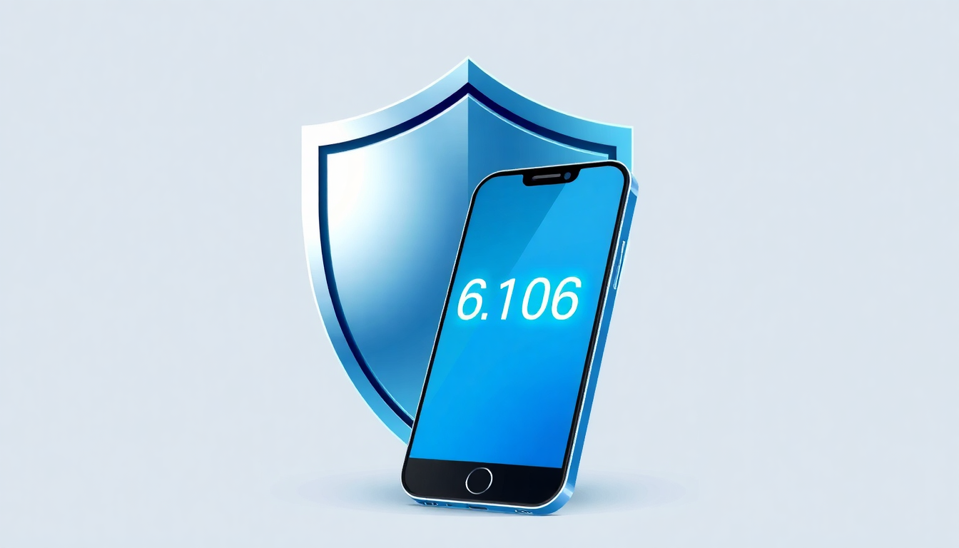 A secure digital shield with a smartphone displaying a 6-digit verification code