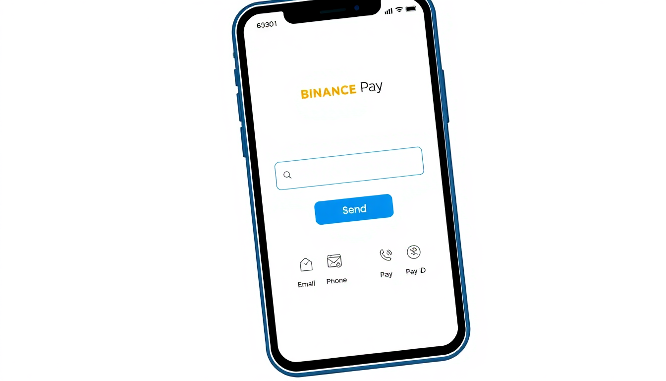 A mobile phone screen showing the Binance Pay interface with a 'Send' button hig