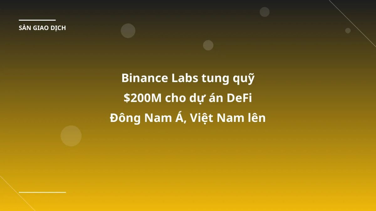 Binance Labs tung quỹ $200M cho dự án DeFi Đông Nam Á, Việt Nam lên ngôi!