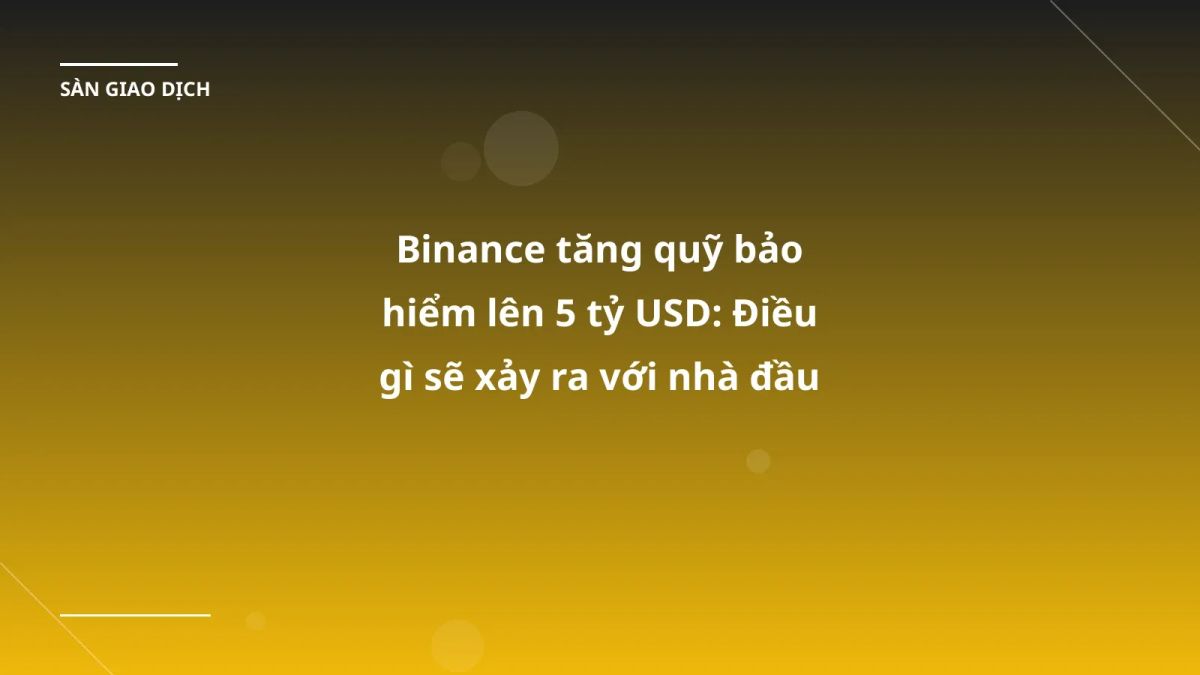 Binance tăng quỹ bảo hiểm lên 5 tỷ USD: Điều gì sẽ xảy ra với nhà đầu tư VN?