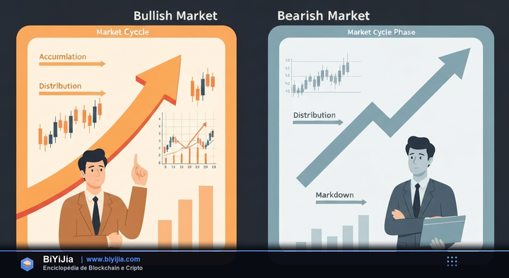 Mercado Alcista y Bajista (Bull & Bear) — ilustración conceptual