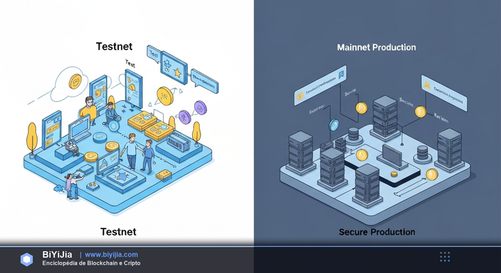 Testnet y Mainnet — ilustración conceptual