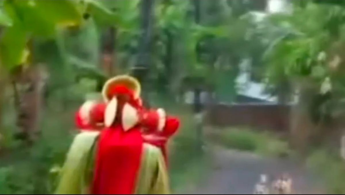 തെയ്യത്തിന് നേരെ തെരുവ് നായ്ക്കൾ. ചിലമ്പ് കുലുക്കിയും അട്ടഹസിച്ചും രക്ഷപ്പെട്ട ദൃശ്യങ്ങൾ