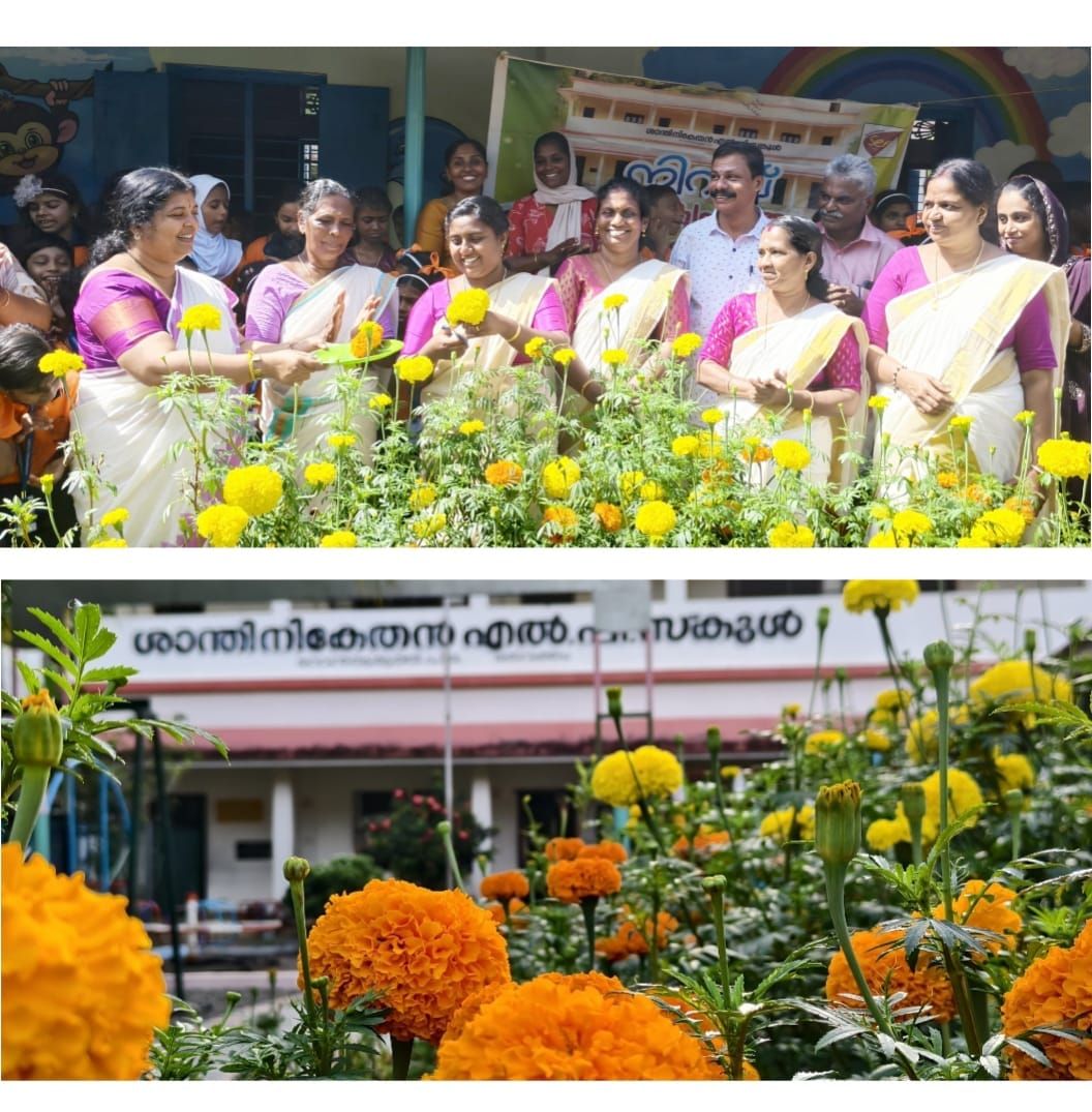 ശാന്തിനികേതൻ എൽ.പി സ്കൂളിൽ പൂകൃഷി വിളവെടുപ്പ്