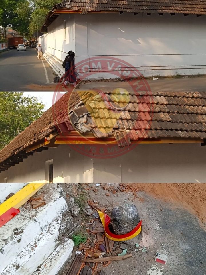 മഹാദേവക്ഷേത്രത്തിലെ പത്തായപ്പുര വീണ്ടും വാഹനം ഇടിച്ചു തകർന്നു