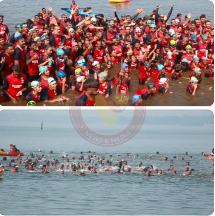 വേമ്പനാട്ടു കായലിൽ ചരിത്രം കുറിച്ച് ആലുവ വാളശ്ശേരി റിവർ സ്വിമ്മിംങ് ക്ലബ്ബ്