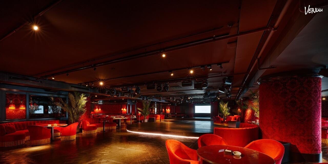 Club retro en la zona alta de Barcelona preparado para boda tipo cóctel.