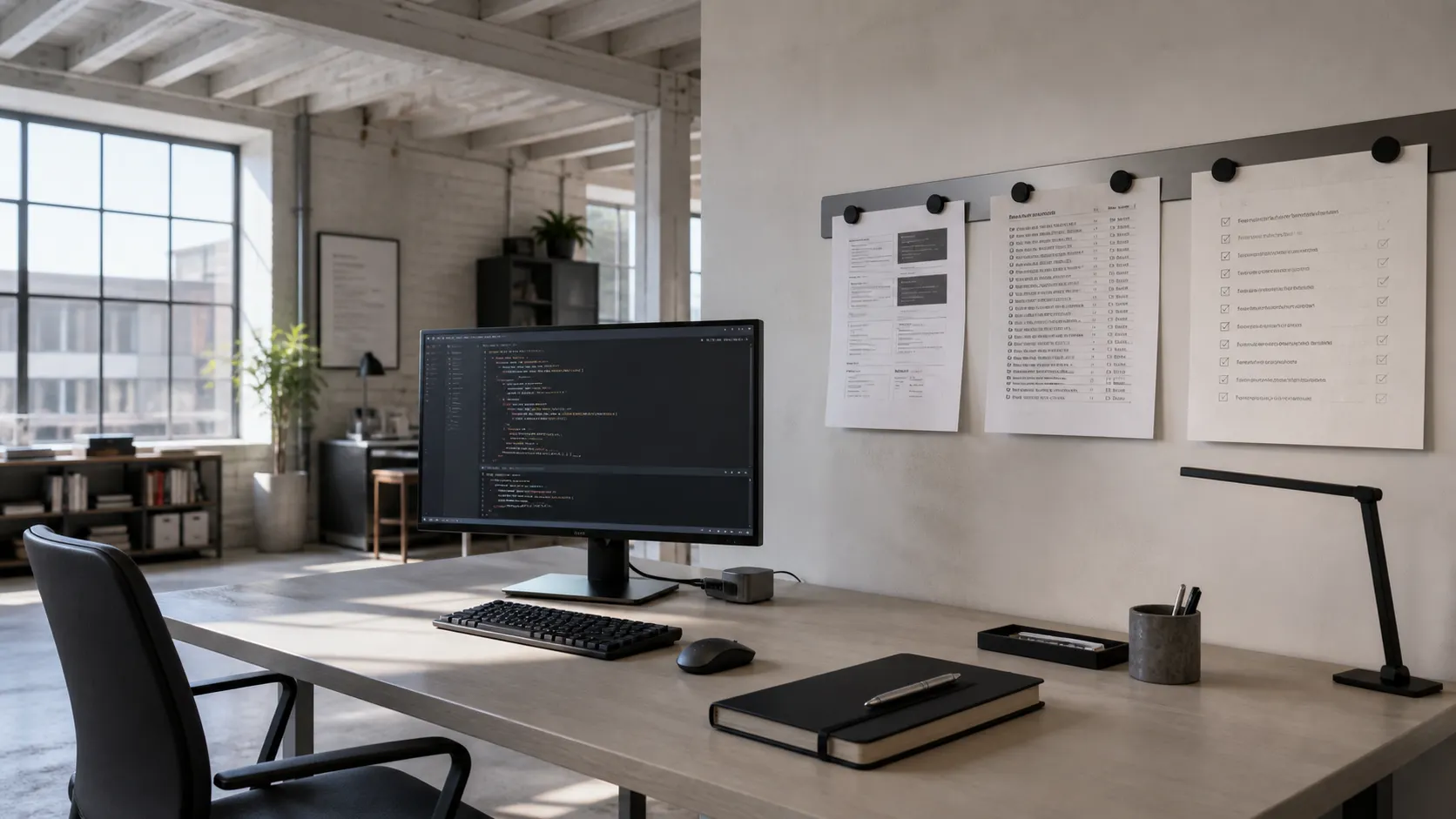 Two stacked work surfaces: a lower tooling layer with AI coding tools and an upper operating-model layer where specs, reviews, and decision logs accumulate