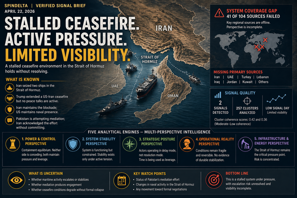 STALLED CEASEFIRE. ACTIVE PRESSURE. LIMITED VISIBILITY.