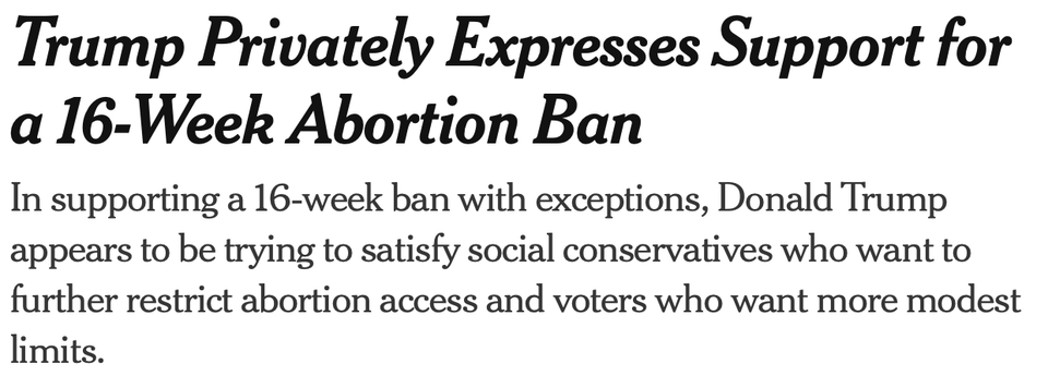 BREAKING: Trump (again) says he supports an abortion ban
