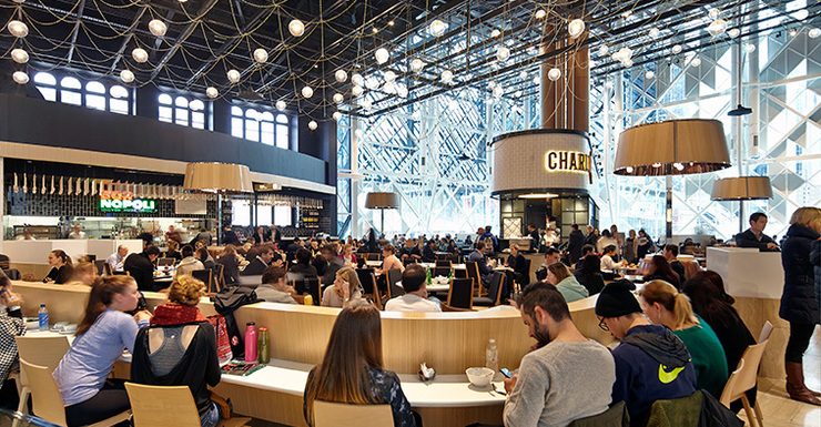 Pre-2020 promo image of a very full Emporium food court.