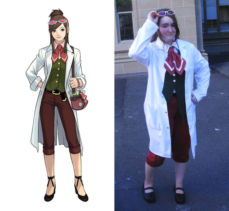 Ema Skye from Ace Attorney, and teenage Agnes dressed in the same outfit