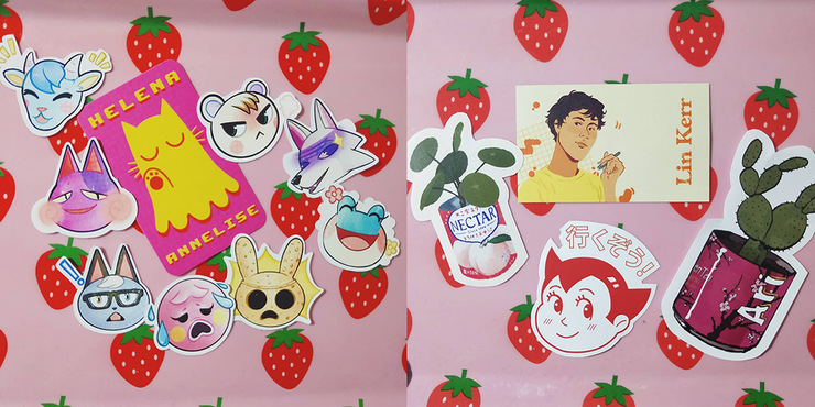 Stickers by Helena Annelise and Lin Kerr.