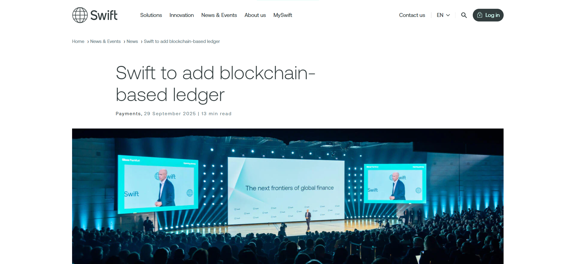 SWIFT Pilots Blockchain Ledger 