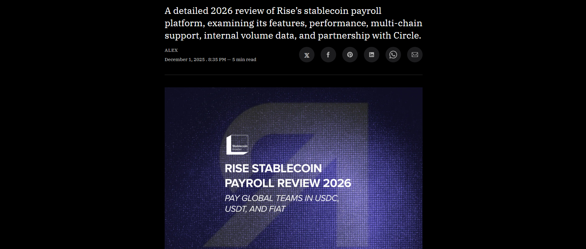 Rise Stablecoin Payroll Review 2026