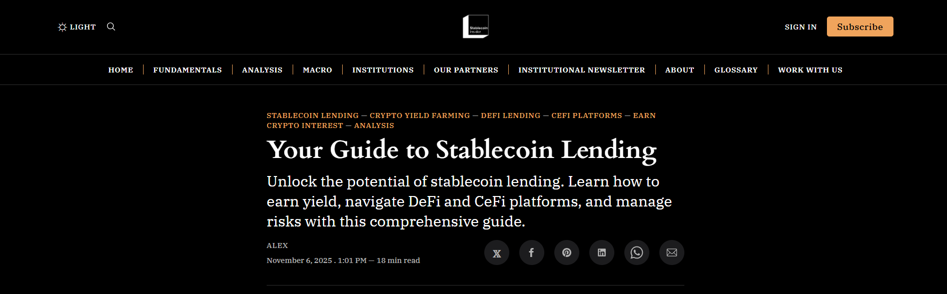 Stablecoin Lending Guide