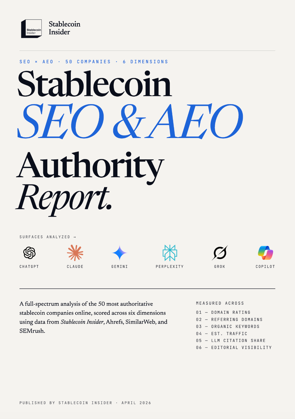 stablecoin seo and AEO report