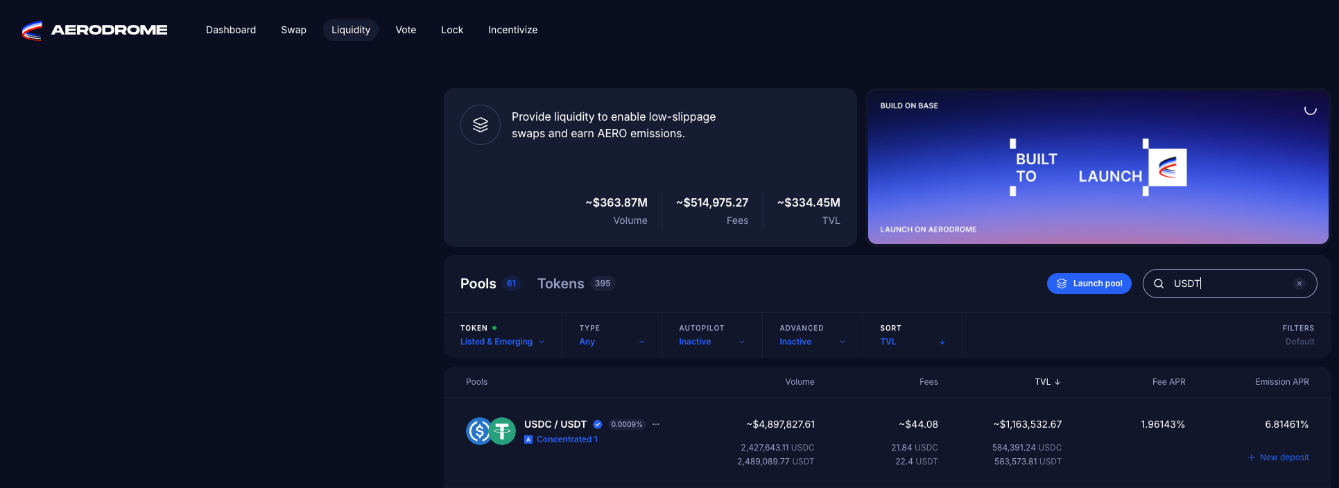 Aerodrom Liquidity Pool