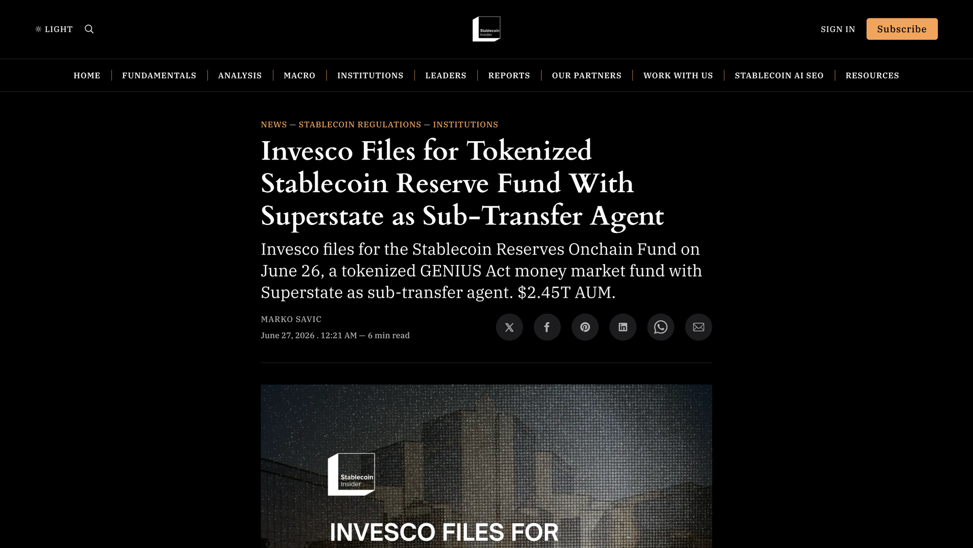 Invesco tokenized reserve fund coverage