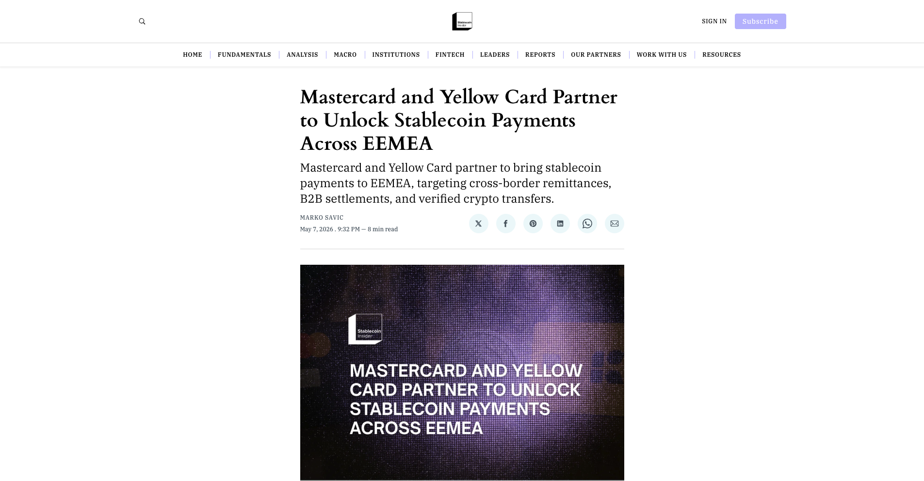 Mastercard and Yellow Card Partner to Unlock Stablecoin Payments Across EEMEA