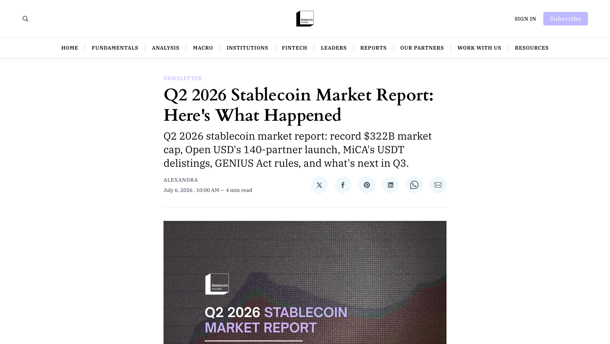 Q2 2026 Stablecoin Market Report: Here's What Happened