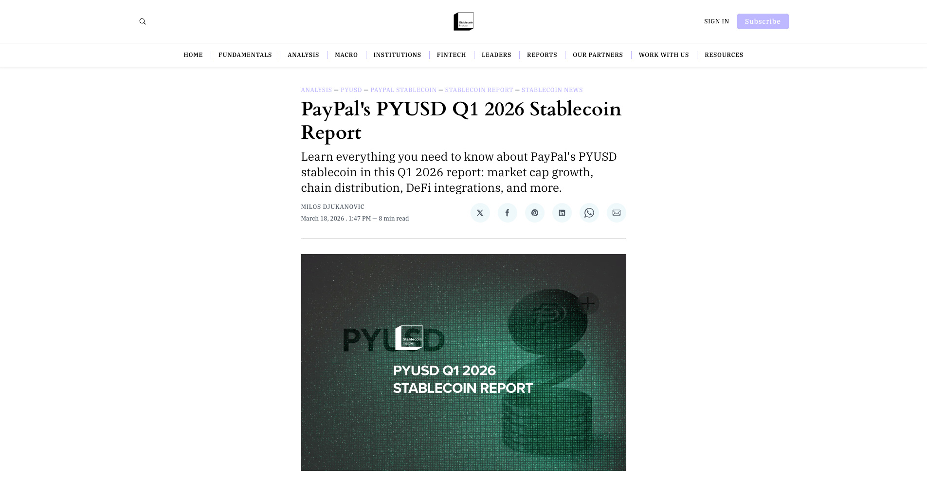 PayPal's PYUSD Q1 2026 Stablecoin Report
