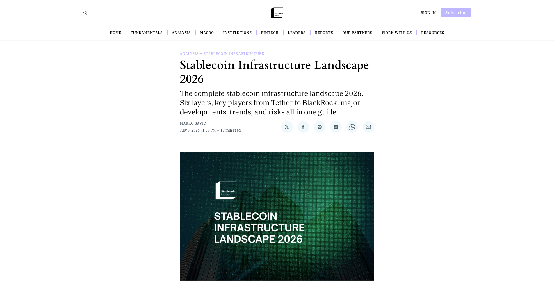 Stablecoin Infrastructure Landscape 2026