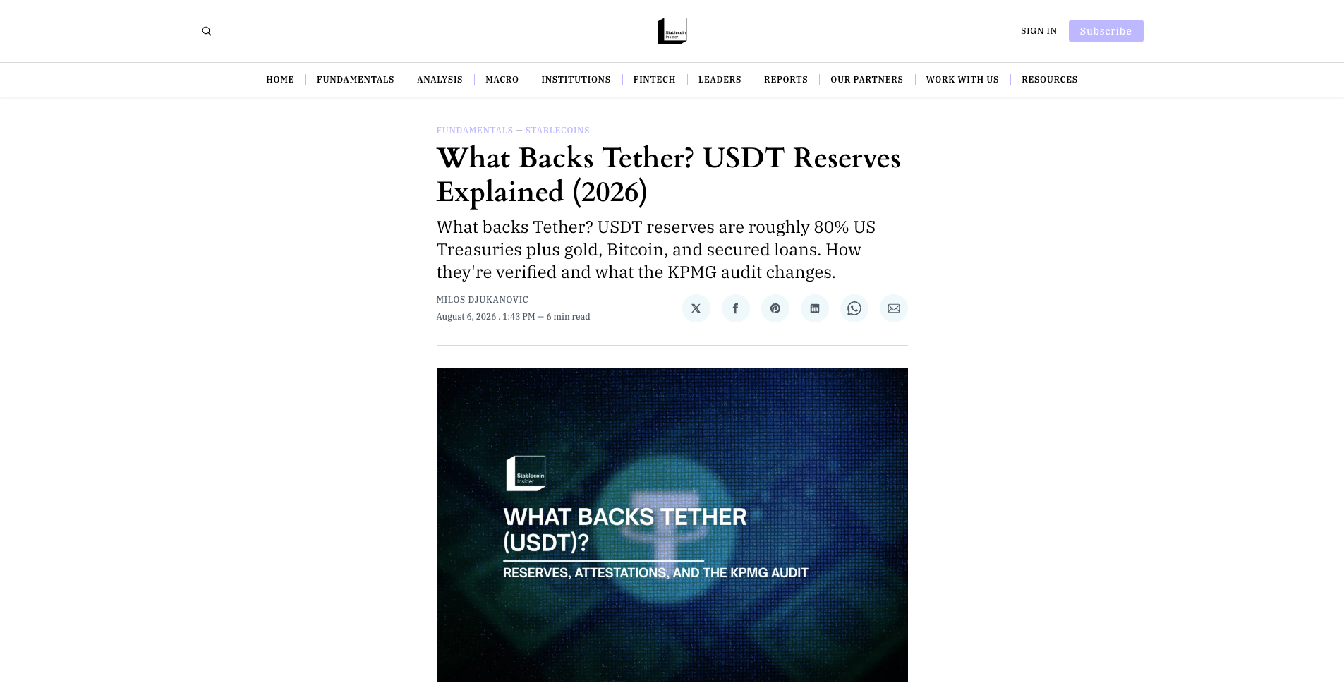 What Backs Tether? USDT Reserves Explained