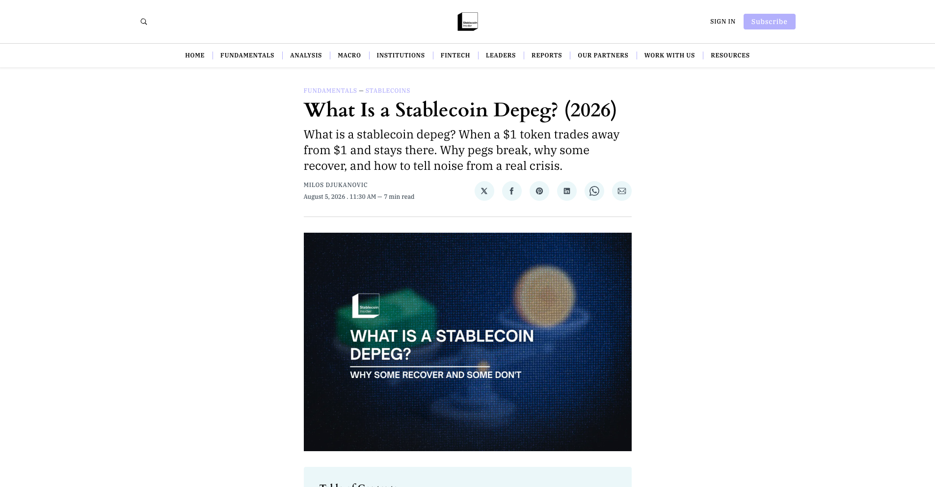 What Is a Stablecoin Depeg? (2026)