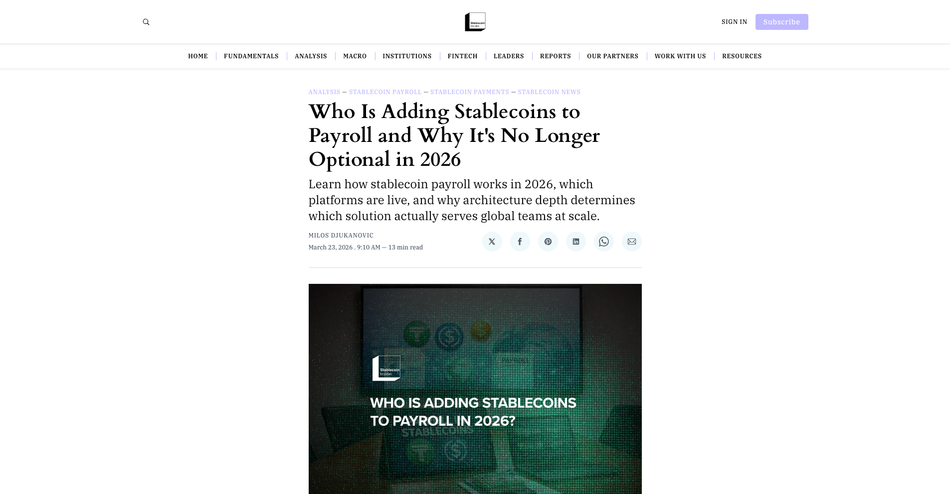 Who Is Adding Stablecoins to Payroll and Why It's No Longer Optional in 2026